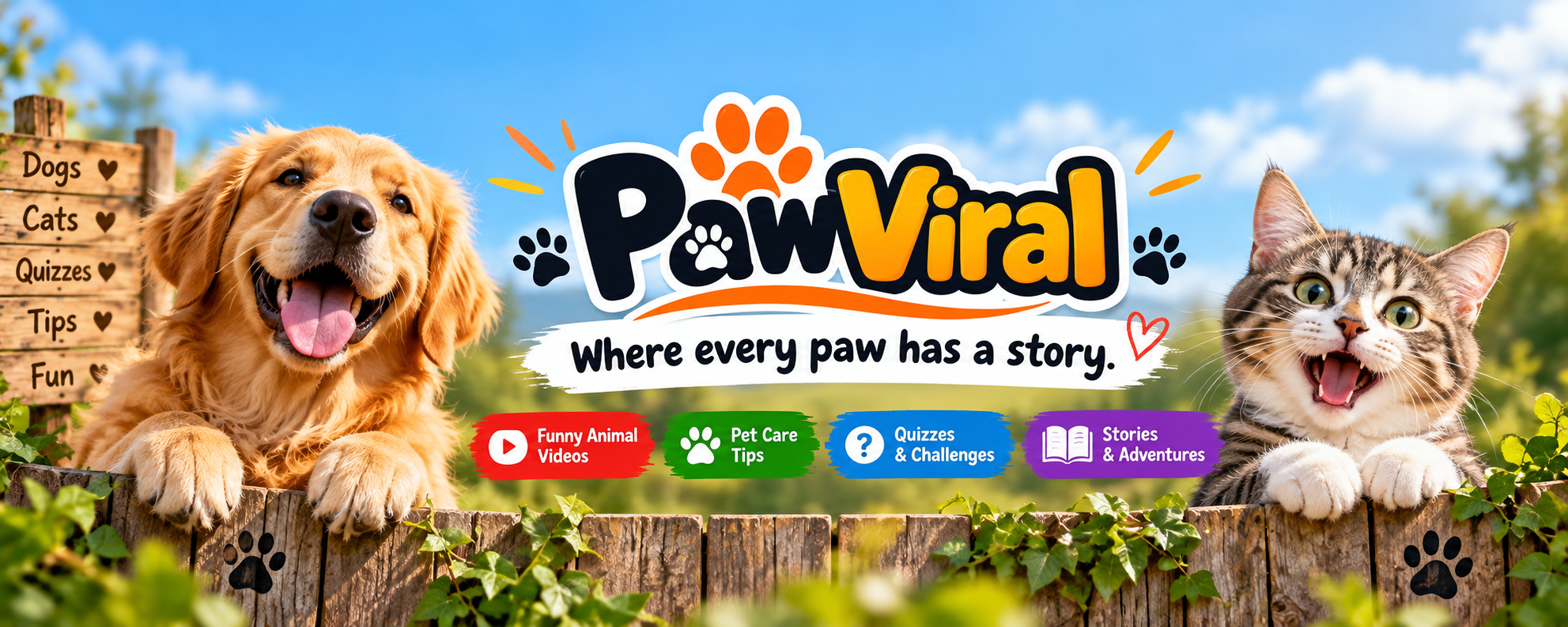 PawViral — Where every paw has a story. Funny animal videos, pet-care tips, quizzes, stories and adventures.